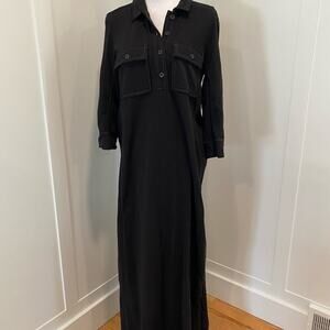 James Perse Button Front 3/4 Length Sleeve Cotton Dress
